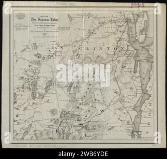 1869 Mappa dei Laghi Saranac, preparata dalla grande mappa tascabile del Dr. Ely della natura selvaggia di New York per D.L. Fouquet & Son di G.W & C.B. Colton & Co., Foto Stock