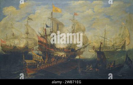 Andries van Eertvelt - battaglia navale tra turchi e cristiani. Foto Stock