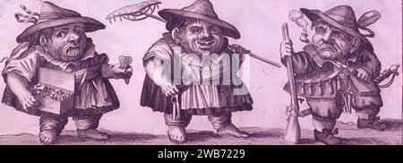 Arnold van Westerhout - raccolta di diverse caricature - il Pedlar, il giardiniere e il cacciatore. Foto Stock