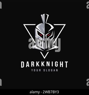 Vettore mascotte con logo Warrior Spartan Dark Knight Illustrazione Vettoriale