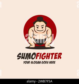 Logo dei cartoni animati Fun Sumo Fighter Illustrazione Vettoriale