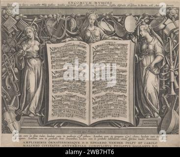 Philip Galle, Jan van der Straet (after) - Encomium Musices title page. Foto Stock