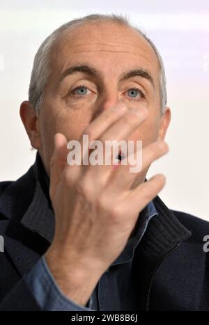 Louvain la Neuve, Belgio. 9 gennaio 2024. Christophe Dister è stato fotografato durante una conferenza stampa per presentare la seconda edizione del torneo di tennis BW Open (22-28/01) Challenger, a Louvain-la-Neuve, martedì 09 gennaio 2024. BELGA PHOTO ERIC LALMAND Credit: Belga News Agency/Alamy Live News Foto Stock