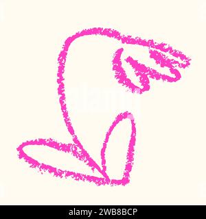 Fiore gesso stile cera pastelli disegnati a mano bambini disegno Illustrazione Vettoriale