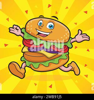 Benvenuto Smile Burger Vector Cartoon Illustrazione Vettoriale