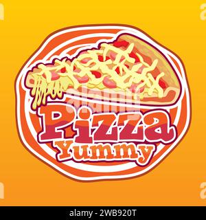 Pizza Yummy Logo Design Illustrazione Vettoriale