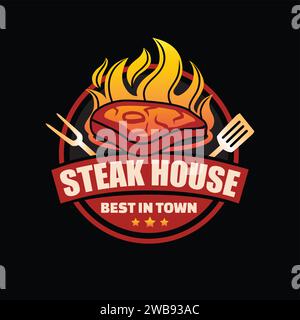 Logo della Steak House sul fuoco Illustrazione Vettoriale
