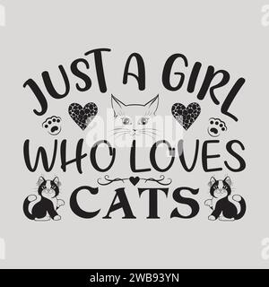 Design Cat SVG Typography T-Shirt Design Illustrazione Vettoriale