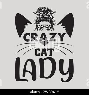 Design Cat SVG Typography T-Shirt Design Illustrazione Vettoriale