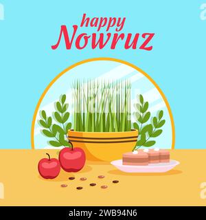 illustrazione vector happy nowruz in stile piatto Illustrazione Vettoriale