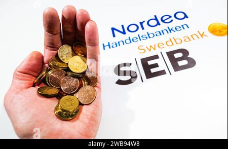 Le quattro principali banche svedesi (Swedbank, SEB, Handelsbanken e Nordea). Foto Stock