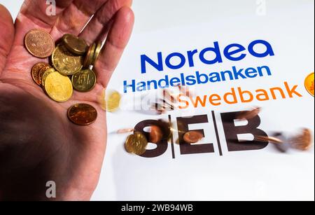 Le quattro principali banche svedesi (Swedbank, SEB, Handelsbanken e Nordea). Foto Stock