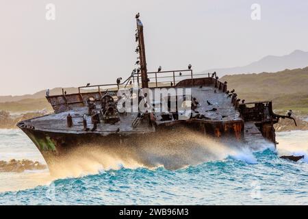 Naufragio Meisho Maru No. 38 a Cape Agulhas / la punta più meridionale dell'Africa e del Sud Africa Foto Stock