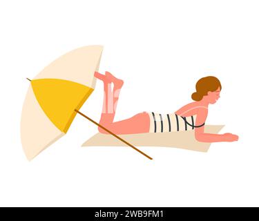 Vacanze al mare sul mare italiano. Costa italiana, viaggio estivo cartoni animati illustrazione vettoriale Illustrazione Vettoriale