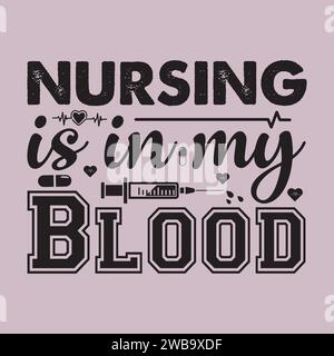 Design Nurse SVG Typography T-Shirt Design Illustrazione Vettoriale