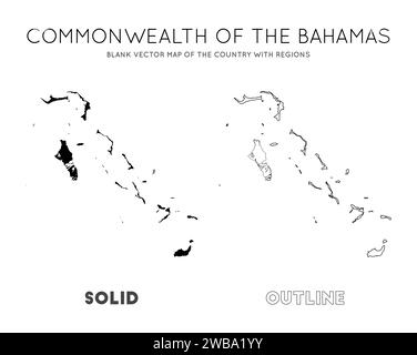 Mappa delle Bahamas. Mappa vettoriale vuota del paese con le regioni. Borders of Bahamas per la tua infografica. Illustrazione vettoriale. Illustrazione Vettoriale