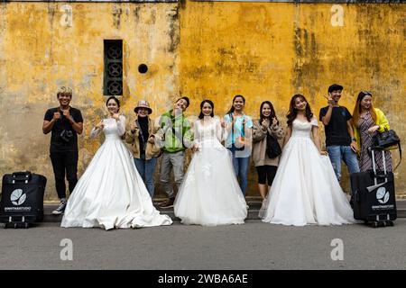 Una sposa e una fotografia di matrimonio a Hoi An in Vietnam Foto Stock