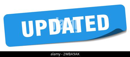 adesivo aggiornato. etichetta rettangolare aggiornata isolata su sfondo bianco Illustrazione Vettoriale