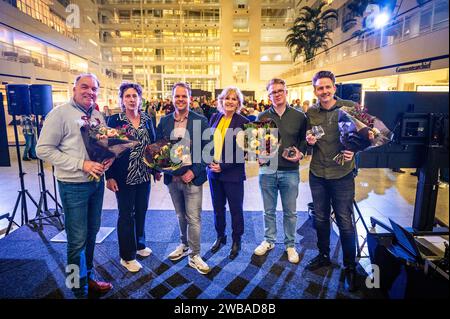 L'AIA - Paesi Bassi, 01/09/2024, presentazione della foto dell'anno. L-R PIM Ras, Anneke van Zanen-Nieberg, Tom Bode, Pia Dijkstra, Sem van der Wal e Robin Linkhuijsen. ANP JOSH WALET netherlands Out - belgio Out Foto Stock