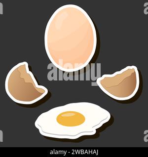 Illustrazione a tema: Deliziose, gustose uova preparate in casa, varie uova composte da vari ingredienti Illustrazione Vettoriale