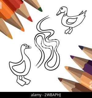 Illustrazione vettoriale isolata di un'attività per lo sviluppo delle competenze motorie. Compiti per l'asilo. Illustrazione Vettoriale