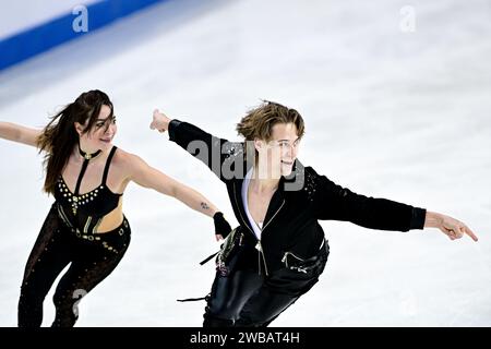 Allison REED & Saulius AMBRULEVICIUS (LTU), durante la pratica della danza sul ghiaccio, ai campionati europei di pattinaggio di figura ISU 2024, all'Algiris Arena, il 9 gennaio 2024 a Kaunas, Lituania. Crediti: Raniero Corbelletti/AFLO/Alamy Live News Foto Stock