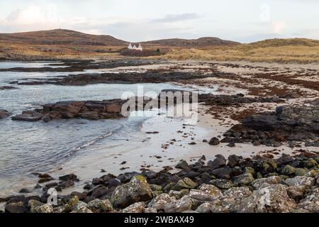 Una casa remota a Sanna Bay, ad Ardnamurchan, sulla costa occidentale della Scozia Foto Stock