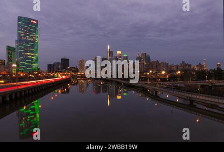 Philadelphia City di notte. Foto Stock
