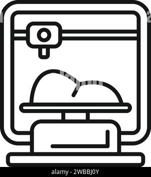Icona dell'organo bioprinting per il contorno del vettore. Organo epatico. Futuro monitor del dna Illustrazione Vettoriale