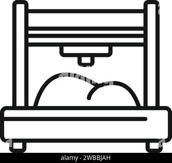 Icona di stampa del fegato per il vettore di contorno. Bioprinting medico. Sanità degli organi Illustrazione Vettoriale