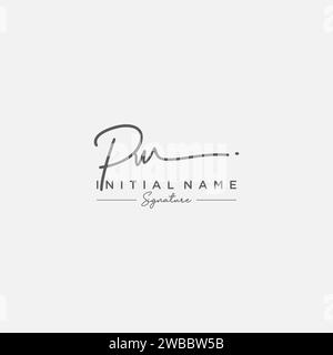 Vettore modello logo firma PW. Illustrazione Vettoriale