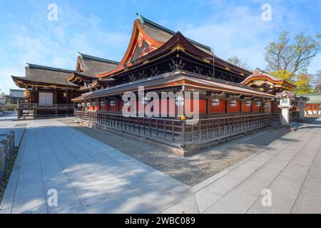 Kyoto, Giappone - marzo 29 2023: Il santuario Kitano Tenmangu è uno dei più importanti santuari in tutto il Giappone dedicato a Sugawara Michiz Foto Stock