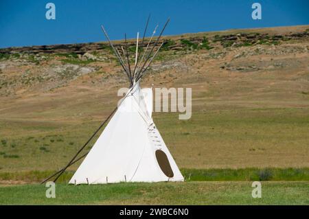 Teepee, First Peoples Buffalo Jump State Park, Montana Foto Stock