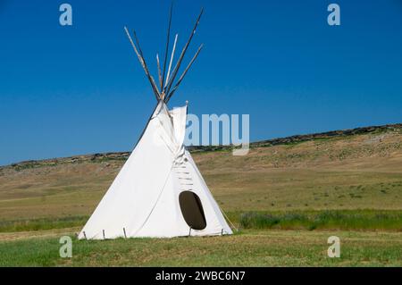 Teepee, First Peoples Buffalo Jump State Park, Montana Foto Stock