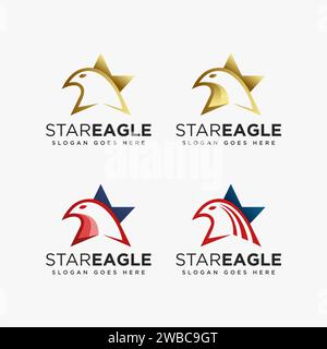 Set della collezione vettoriale con logo Star and Eagle Illustrazione Vettoriale