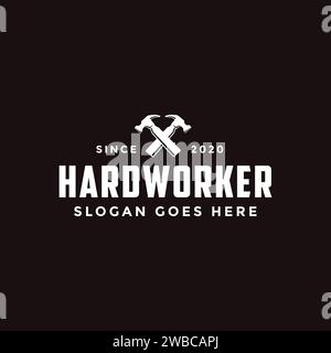 Modello vettoriale con logo Hammer minimalista Illustrazione Vettoriale