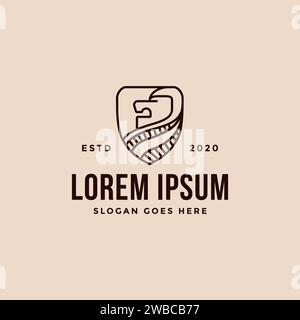 Vettore con logo Lineart Shield e Lion Illustrazione Vettoriale