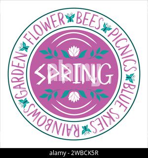 Design Spring SVG Typography T-Shirt Design Illustrazione Vettoriale
