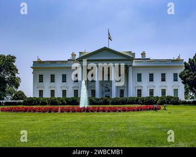 La Casa Bianca, la residenza e il luogo di lavoro del Presidente degli Stati Uniti, situata a Washington DC, che è la capitale americana. Foto Stock