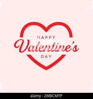 Poster tipografico di buon San Valentino con illustrazione vettoriale a forma di cuore. Design semplice del modello per festeggiare il giorno. Illustrazione Vettoriale