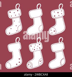 Accessori invernali. Calze natalizie Santas Illustrazione Vettoriale