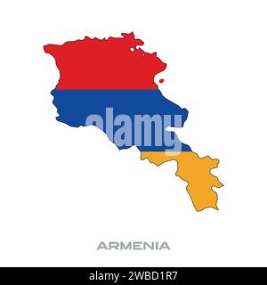 Illustrazione vettoriale della bandiera dell'Armenia con contorni neri su sfondo bianco Illustrazione Vettoriale