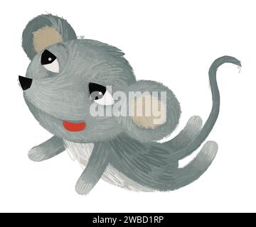cartoni animati scena felice con un mouse sorridente illustrazione isolata per i bambini Foto Stock