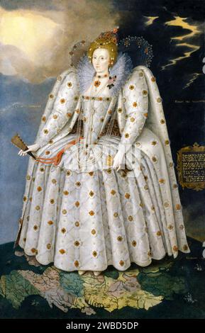 Regina Elisabetta i d'Inghilterra (1533-1603), il ritratto di Ditchley, dipinto ad olio su tela di Marcus Gheeraerts il giovane, circa 1592 Foto Stock