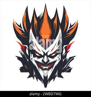 Logo mascotte vettoriale clown e-Sport con stile moderno per il logo. sorriso clown illustrazione per lo sport e la squadra di esport. Illustrazione Vettoriale