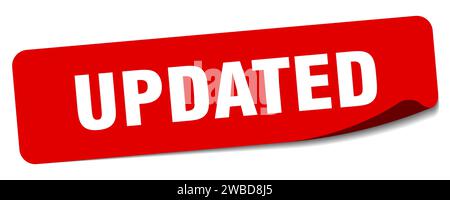 adesivo aggiornato. etichetta rettangolare aggiornata isolata su sfondo bianco Illustrazione Vettoriale