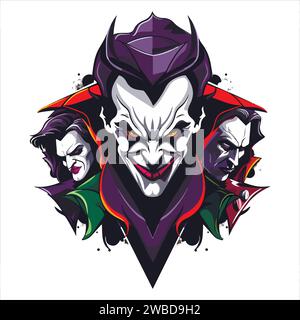 Logo mascotte vettoriale clown e-Sport con stile moderno per il logo. sorriso clown illustrazione per lo sport e la squadra di esport. Illustrazione Vettoriale