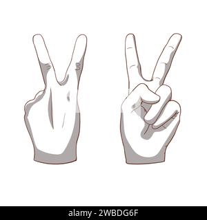 Gesti delle mani illustrazioni di cartoni animati vettoriali Illustrazione Vettoriale