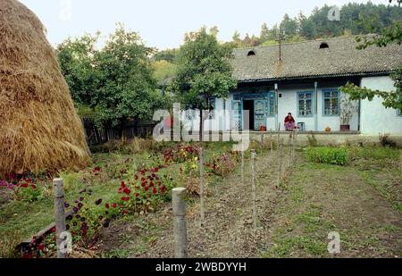 Homestead a Negrileşti, Contea di Vrancea, Romania, circa 1995 Foto Stock