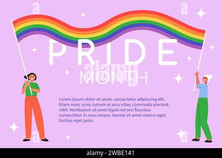 Caratteri con indicatore arcobaleno LGBT in sfondo illustrazione vettoriale Illustrazione Vettoriale